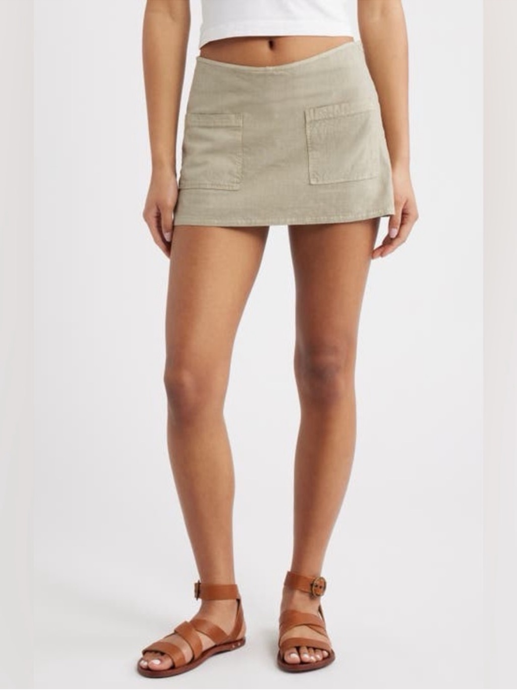 Casual Mini Skirt In Light Khaki